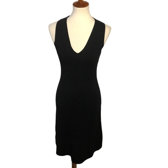 Ann Taylor Knit Stretch Dress Sz XSP Black Cut Out Back LBD Career Cocktail - Picture 2 of 11